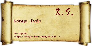 Kónya Iván névjegykártya