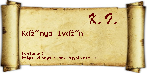 Kónya Iván névjegykártya
